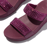 LULU MAXI-CRYSTAL TWO-BAR SLIDES - RUBY