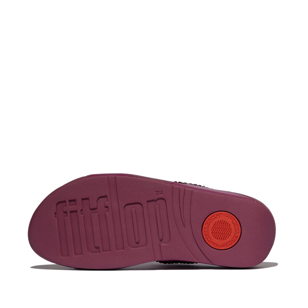LULU MAXI-CRYSTAL TWO-BAR SLIDES - RUBY