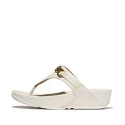 LULU SQUARE-CHAIN LEATHER TOE-POST SANDALS - PARIS BEIGE (E1I-A99)