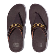 LULU SQUARE-CHAIN LEATHER TOE-POST SANDALS - PLUMBERRY (C88)