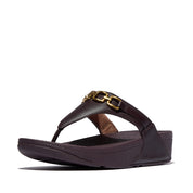 LULU SQUARE-CHAIN LEATHER TOE-POST SANDALS - PLUMBERRY (C88)