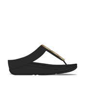 FINO RESIN-HOOP LEATHER TOE-POST SANDALS - ALL BLACK