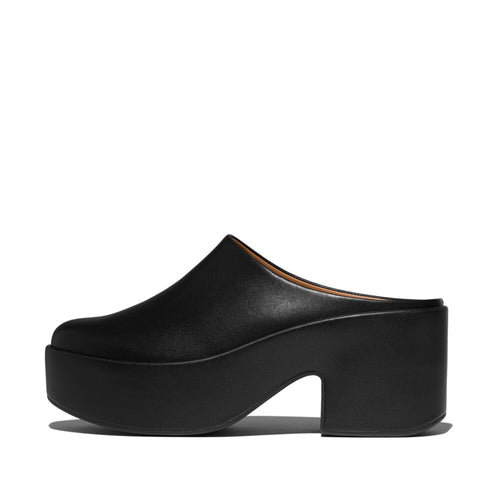 PLATFFORMS LEATHER HEELED MULES