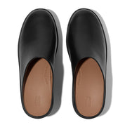 PLATFFORMS LEATHER HEELED MULES - ALL BLACK (E4A-090)