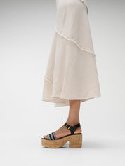 PLATFFORMS V-WEAVE/CORK HEELED ANKLE-STRAP SANDALS - BLACK (E3Z-001)