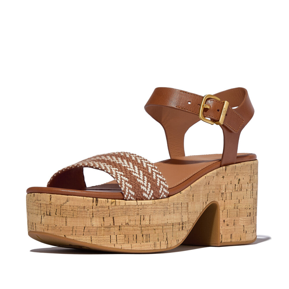 CORK HEELED ANKLE-STRAP SANDALS