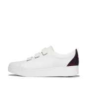 RALLY CRYSTAL-BACKTAB LEATHER STRAP TRAINERS - URBAN WHITE/PLUMBERRY (E5A-D30)
