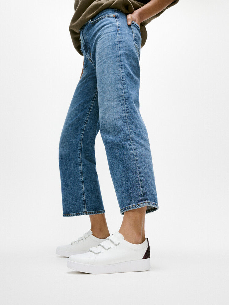 RALLY CRYSTAL-BACKTAB LEATHER STRAP TRAINERS - URBAN WHITE/PLUMBERRY (E5A-D30)