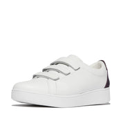 RALLY CRYSTAL-BACKTAB LEATHER STRAP TRAINERS - URBAN WHITE/PLUMBERRY (E5A-D30)