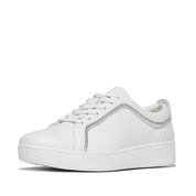 RALLY CRYSTAL-TRIM LEATHER TRAINERS - URBAN WHITE (E4H-194)