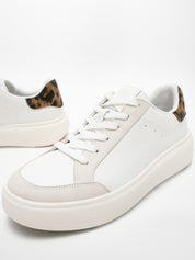 RTG LEOPARD-BACKTAB LEATHER/SUEDE TRAINERS