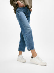 RTG LEOPARD-BACKTAB LEATHER/SUEDE TRAINERS