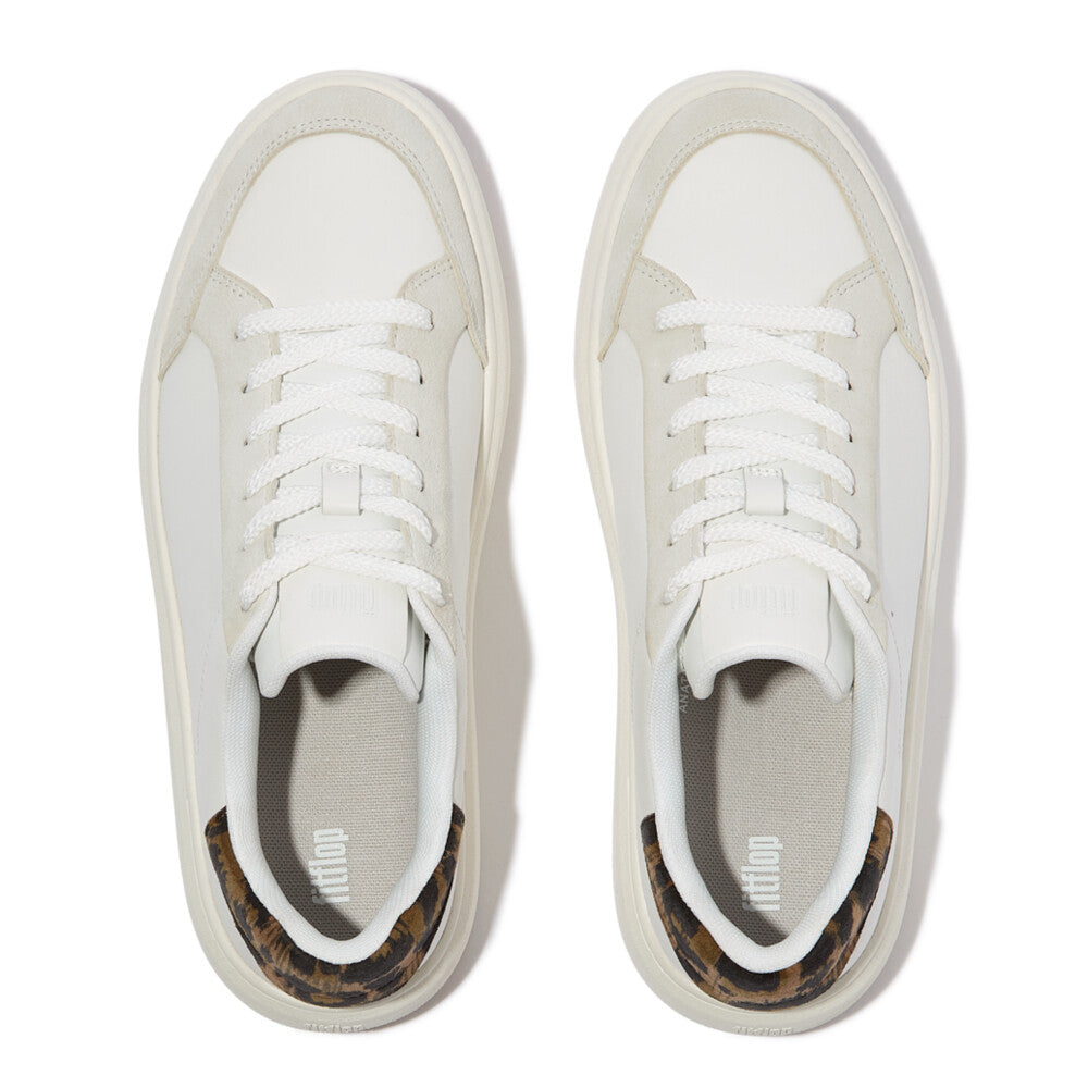 RTG LEOPARD-BACKTAB LEATHER/SUEDE TRAINERS