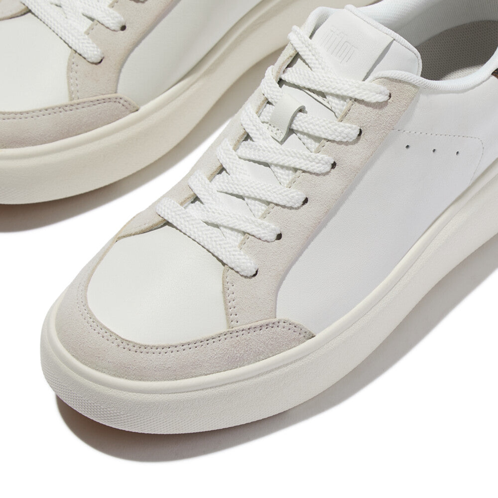 RTG LEOPARD-BACKTAB LEATHER/SUEDE TRAINERS