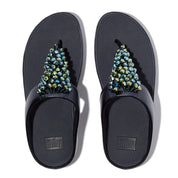 RUMBA METALLIC BEADED TOE-POST SANDALS - METALLIC MIDNIGHT NAVY (E4W-B84)