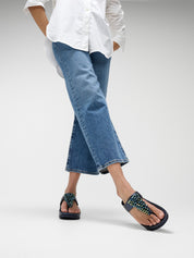 RUMBA METALLIC BEADED TOE-POST SANDALS - METALLIC MIDNIGHT NAVY (E4W-B84)
