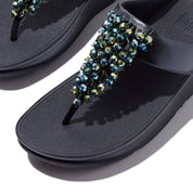 RUMBA METALLIC BEADED TOE-POST SANDALS - METALLIC MIDNIGHT NAVY (E4W-B84)