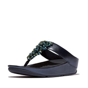 RUMBA METALLIC BEADED TOE-POST SANDALS - METALLIC MIDNIGHT NAVY (E4W-B84)