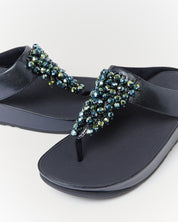 RUMBA METALLIC BEADED TOE-POST SANDALS - METALLIC MIDNIGHT NAVY (E4W-B84)
