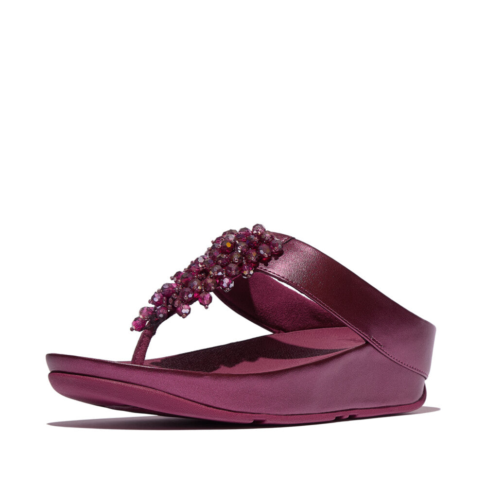 RUMBA METALLIC BEADED TOE-POST SANDALS - METALLIC RUBY (E4W-D01)