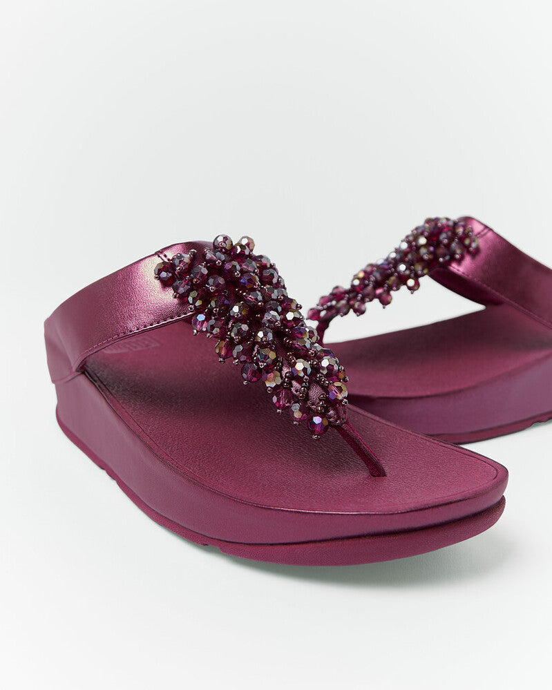 RUMBA METALLIC BEADED TOE-POST SANDALS - METALLIC RUBY (E4W-D01)