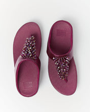 RUMBA METALLIC BEADED TOE-POST SANDALS - METALLIC RUBY (E4W-D01)