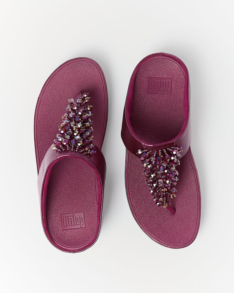 RUMBA METALLIC BEADED TOE-POST SANDALS - METALLIC RUBY (E4W-D01)