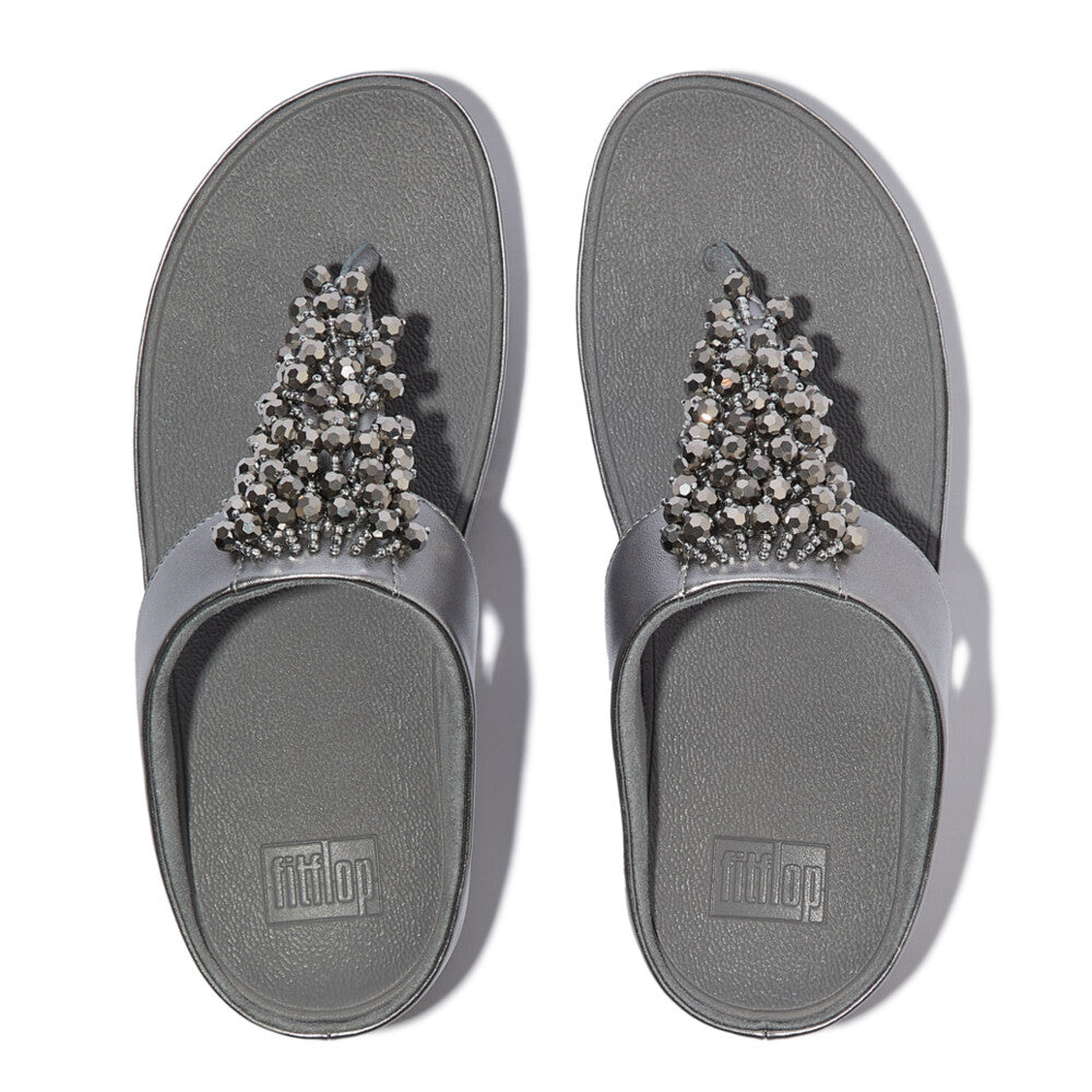 RUMBA METALLIC BEADED TOE-POST SANDALS - SILVEREEN (E4W-C91)