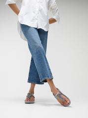 RUMBA METALLIC BEADED TOE-POST SANDALS - SILVEREEN (E4W-C91)