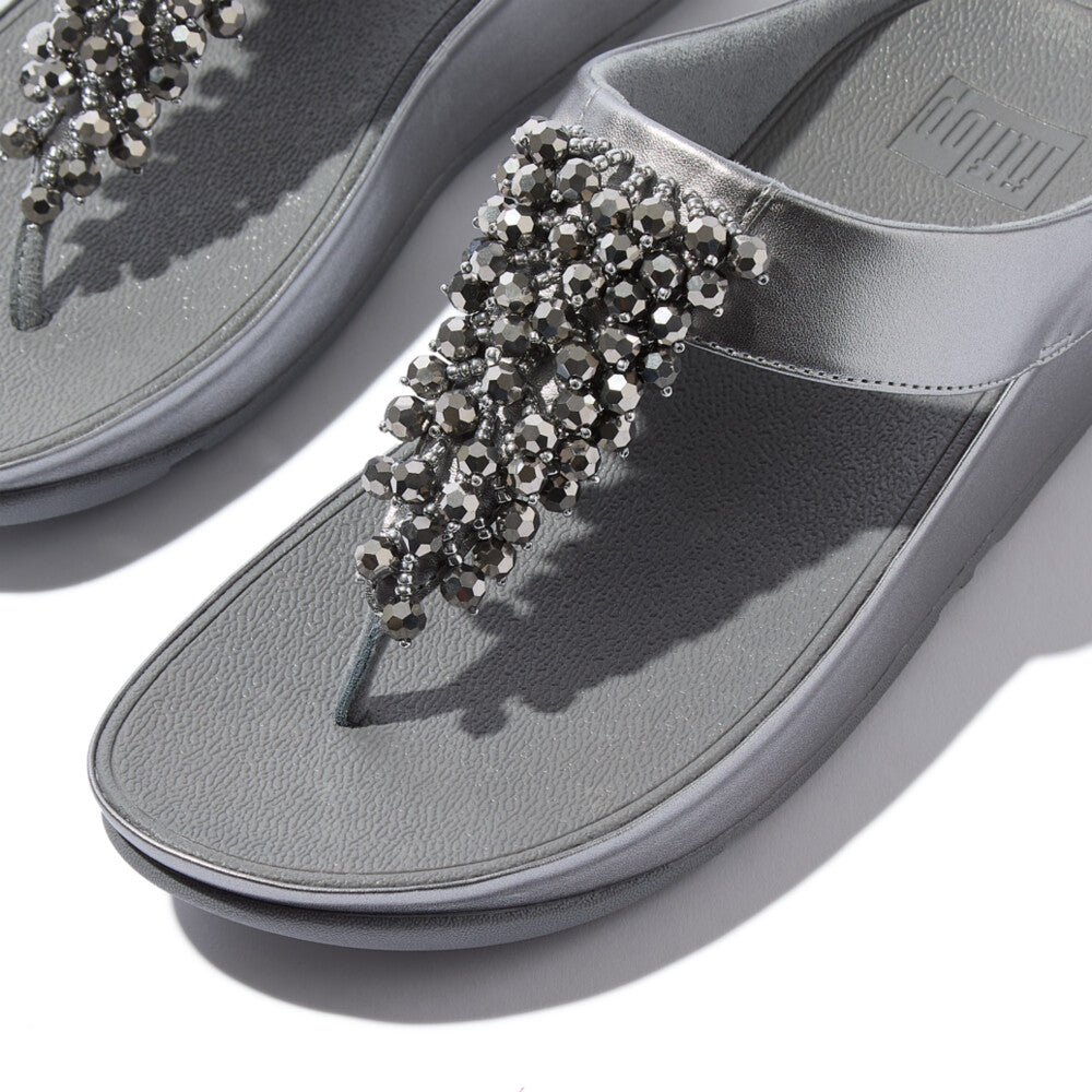RUMBA METALLIC BEADED TOE-POST SANDALS - SILVEREEN (E4W-C91)