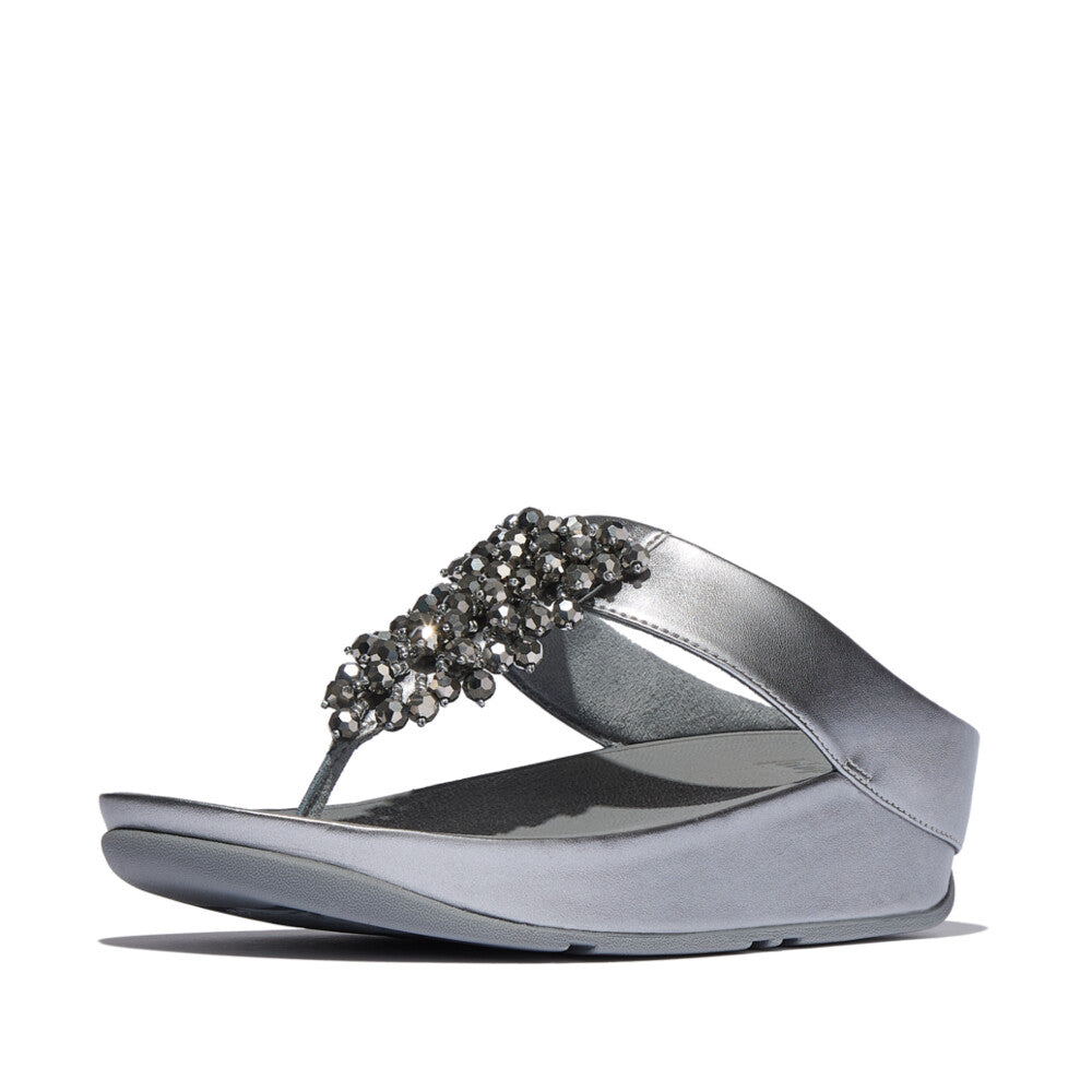 RUMBA METALLIC BEADED TOE-POST SANDALS - SILVEREEN (E4W-C91)