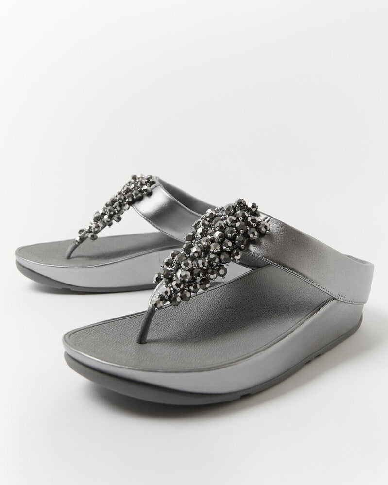 RUMBA METALLIC BEADED TOE-POST SANDALS - SILVEREEN (E4W-C91)