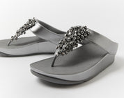 RUMBA METALLIC BEADED TOE-POST SANDALS - SILVEREEN (E4W-C91)