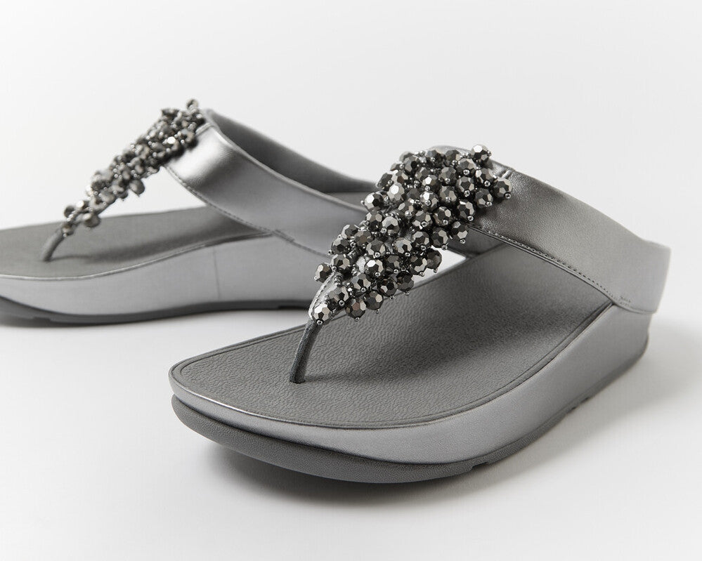 RUMBA METALLIC BEADED TOE-POST SANDALS - SILVEREEN (E4W-C91)