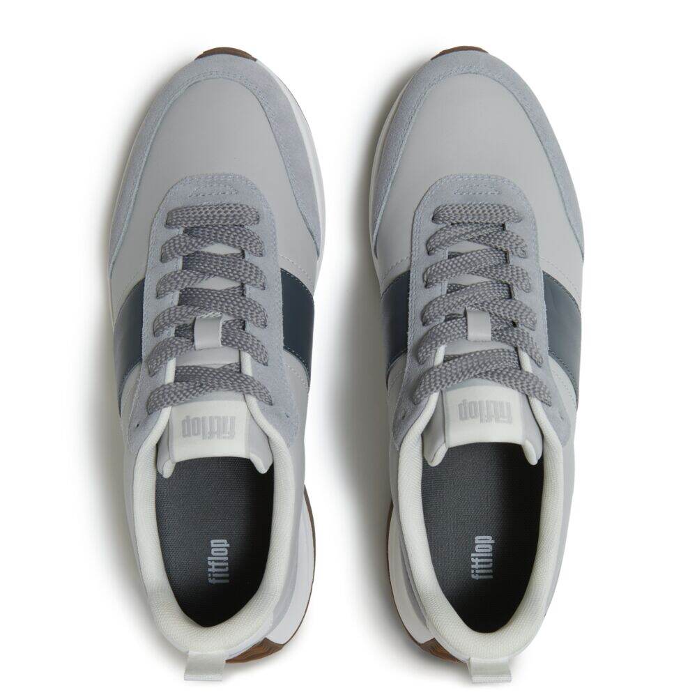 F-MODE FLOW MENS LEATHER/SUEDE SNEAKERS