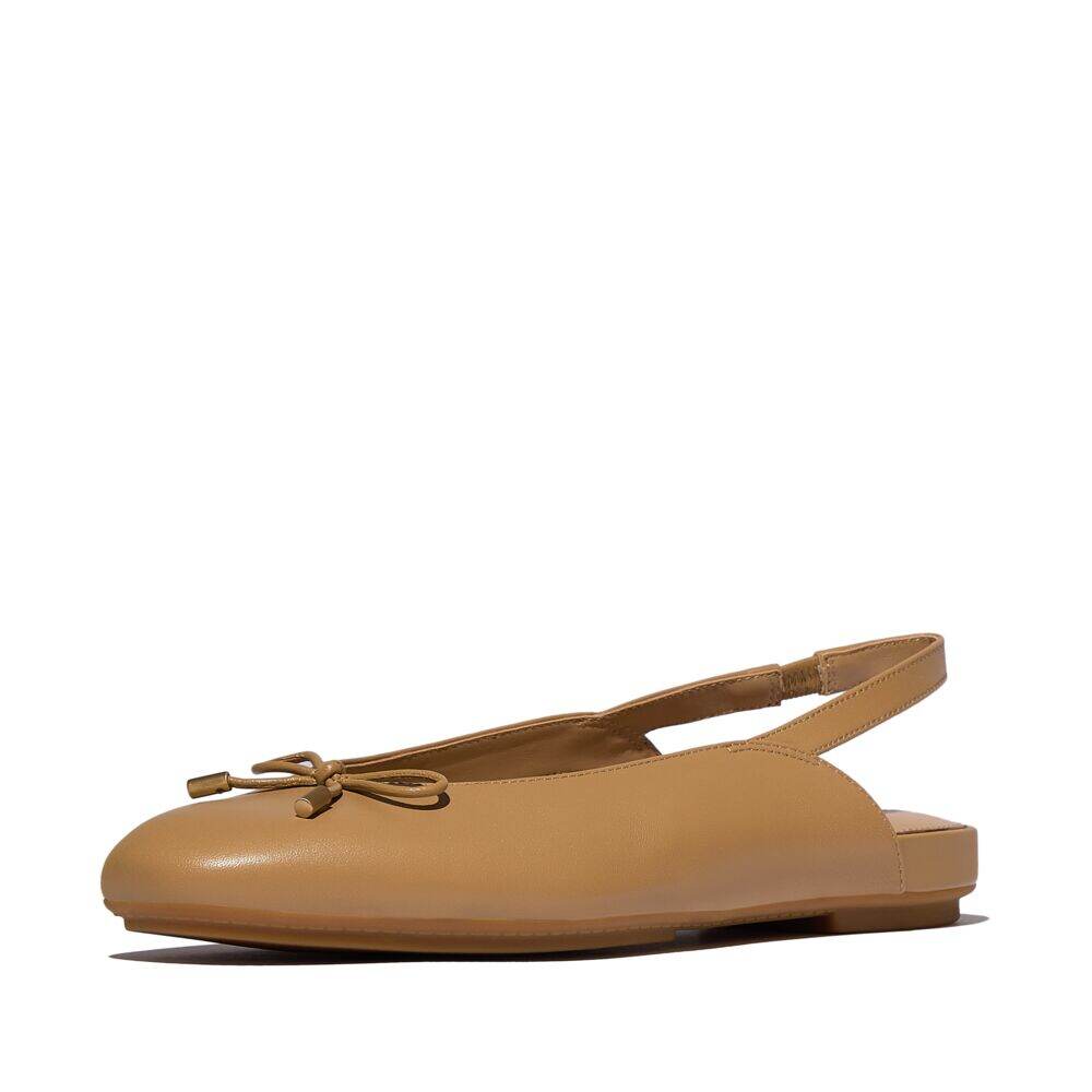 DELICATO BOW SOFT-LEATHER SLINGBACKS