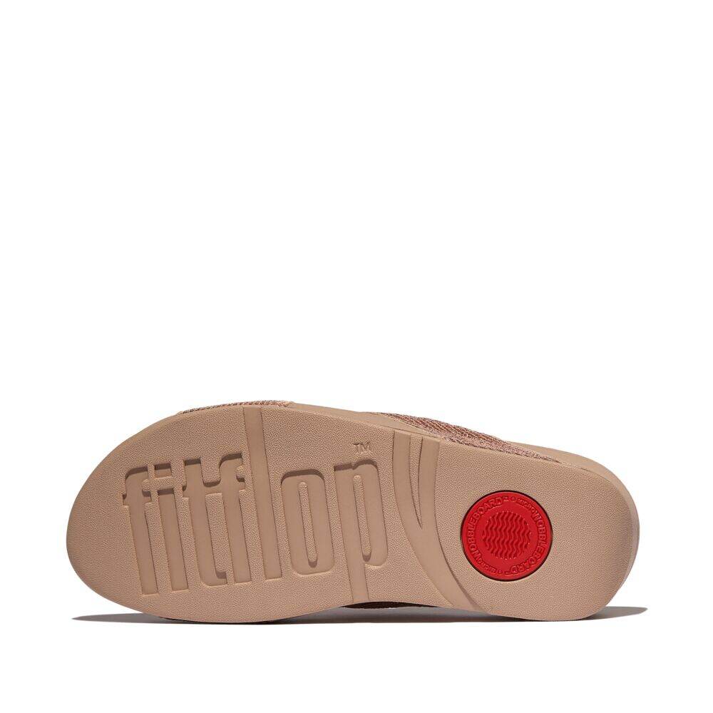 LULU CRINKLED-SHIMMER CROSS SLIDES