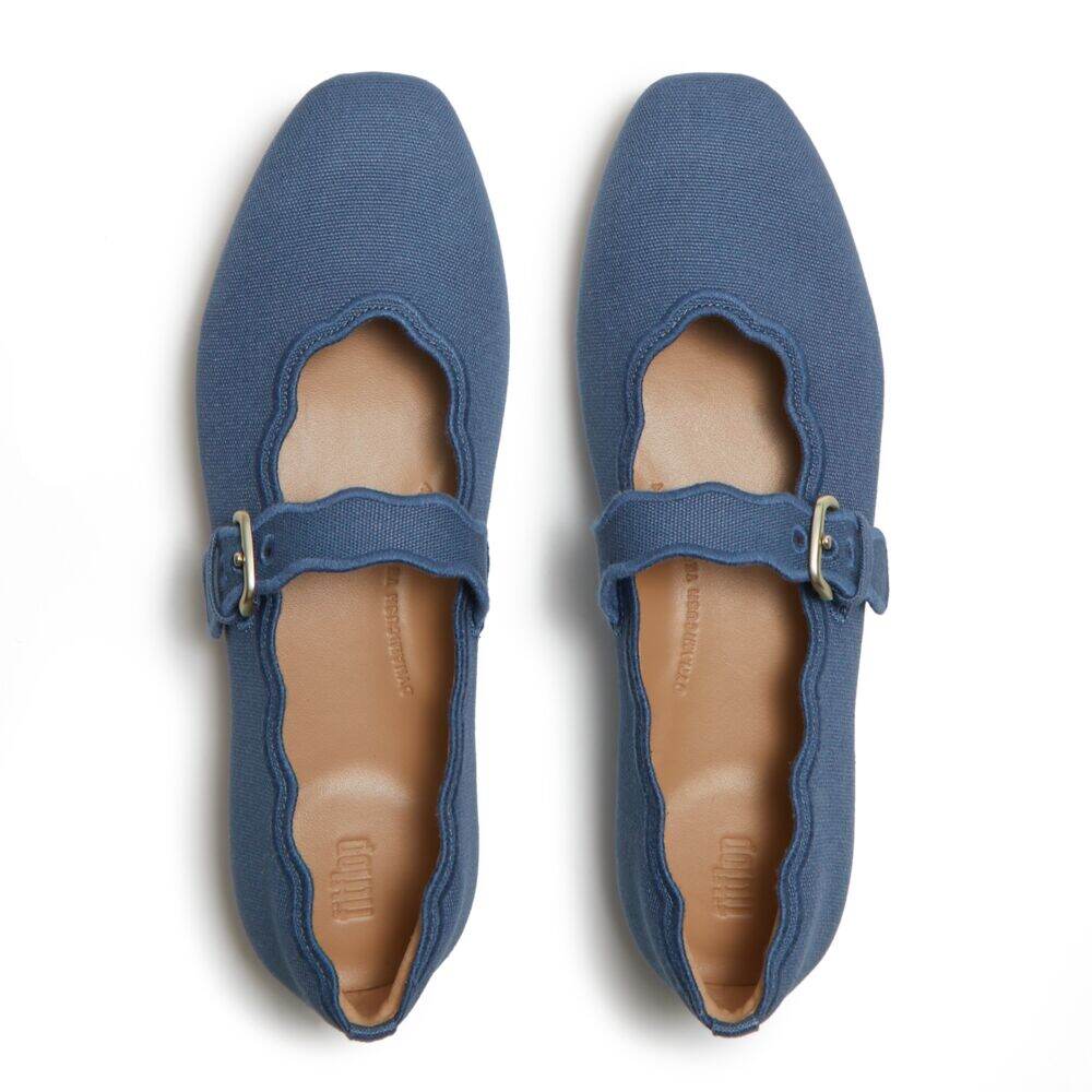 DELICATO WAVE-EDGE CANVAS MARY JANES