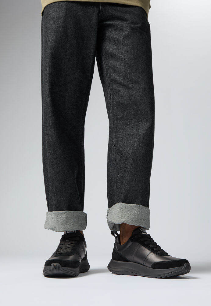 F-MODE FLOW MENS LEATHER/SUEDE SNEAKERS