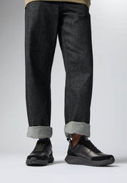 F-MODE FLOW MENS LEATHER/SUEDE SNEAKERS