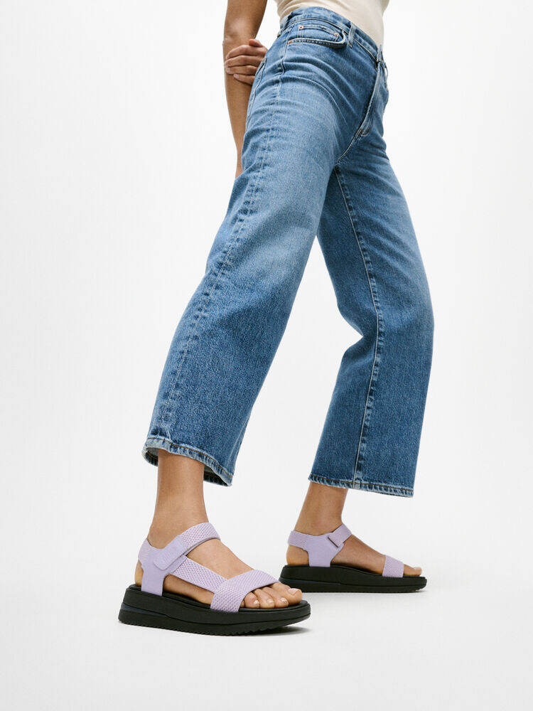 SURFF TWO-TONE WEBBING/LEATHER BACK-STRAP SANDALS