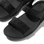 LULU CRINKLED-SHIMMER BACK-STRAP SANDALS