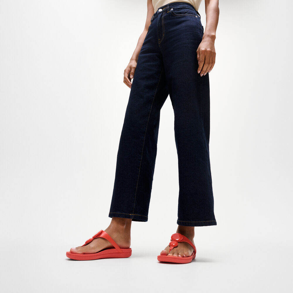 SOLAY GLOSSY-DISC TOE-POST SANDALS