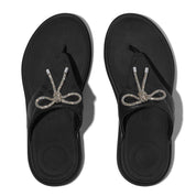 F-MODE GO CRYSTAL-BOW QUILTED TOE-POST SANDALS