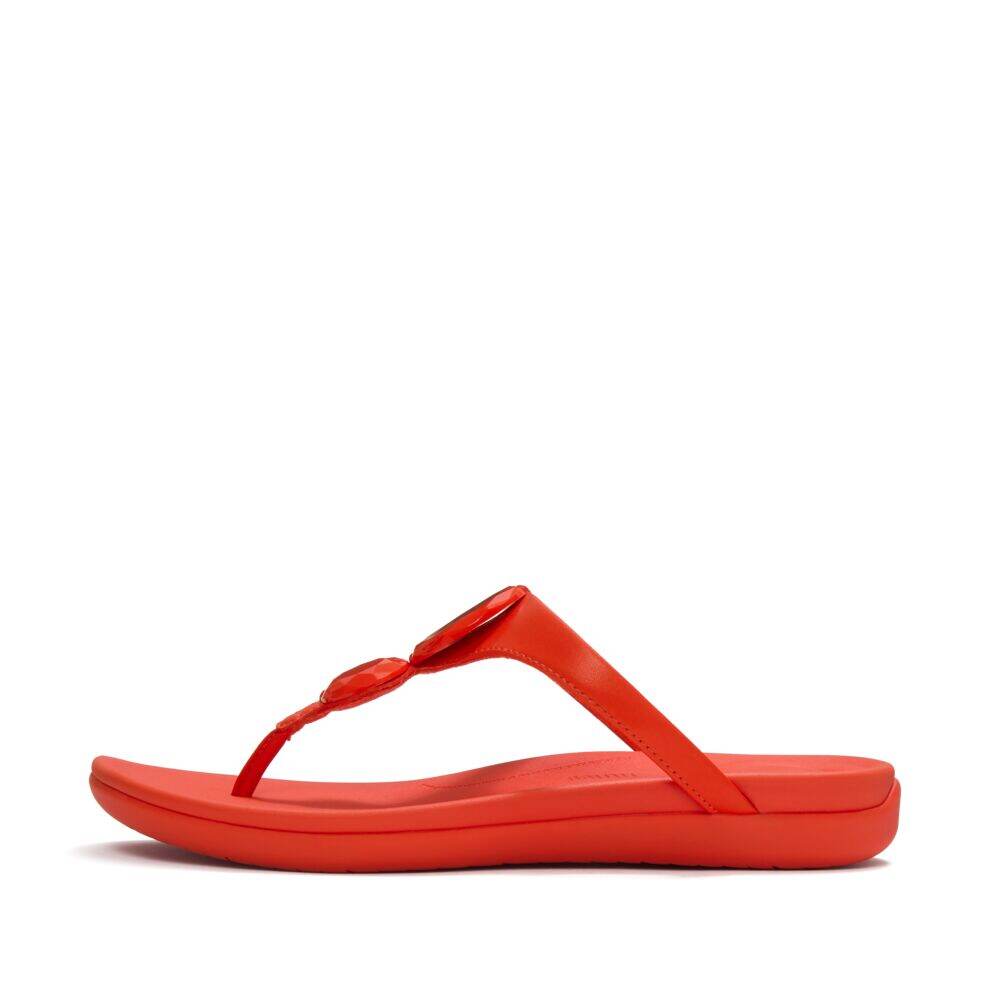 SOLAY GLOSSY-DISC TOE-POST SANDALS