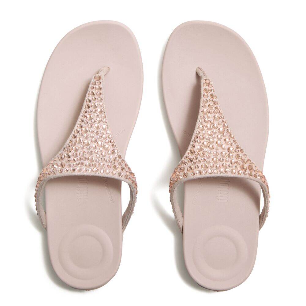 SOLAY MIXED-CRYSTAL TOE-POST SANDALS
