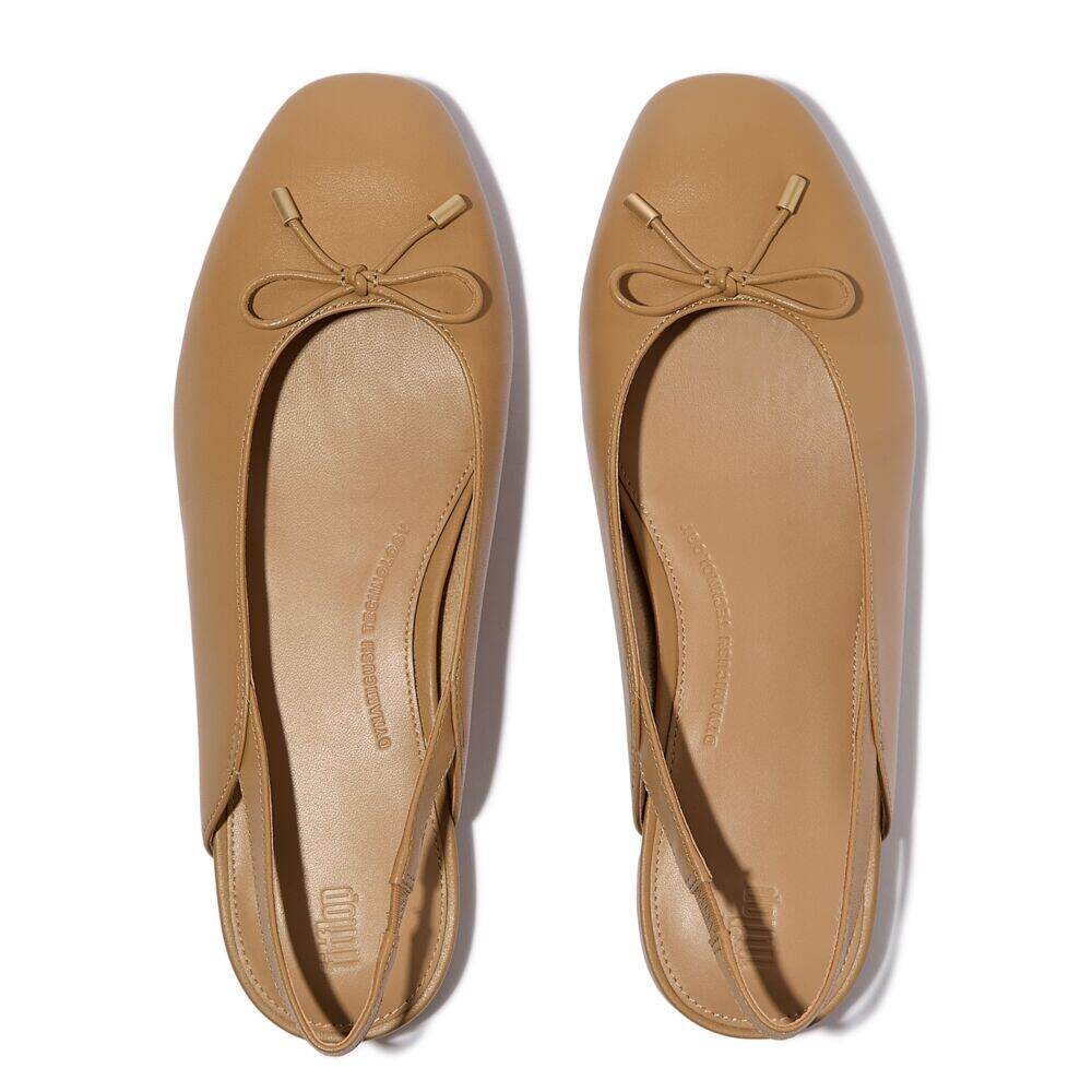 DELICATO BOW SOFT-LEATHER SLINGBACKS