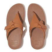 LULU FOLDED-KNOT LEATHER TOE-POST SANDALS