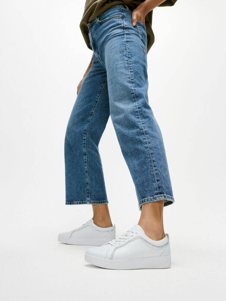 RALLY CRYSTAL-TRIM LEATHER TRAINERS