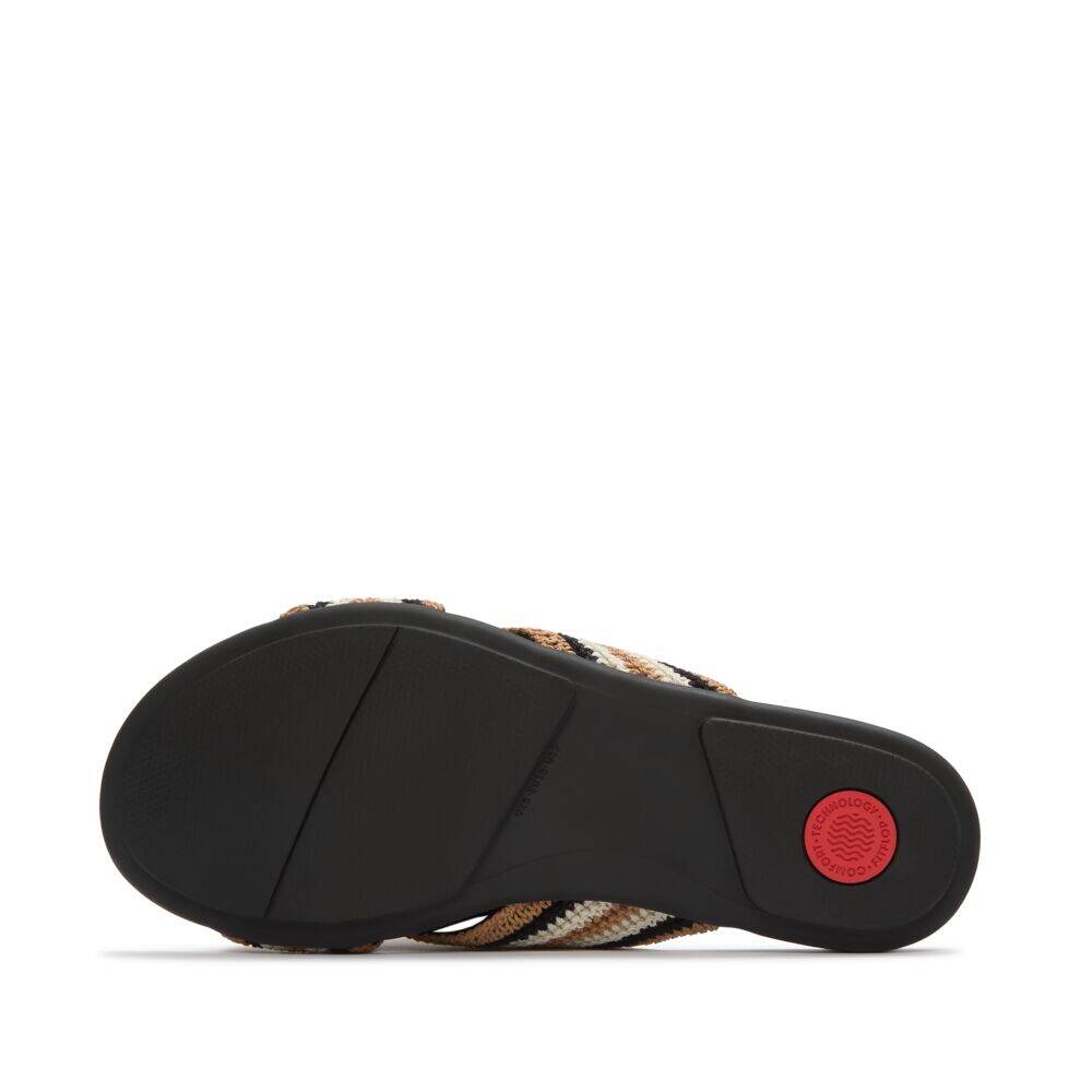 GRACIE STRIPE-WEBBING CROSS SLIDES